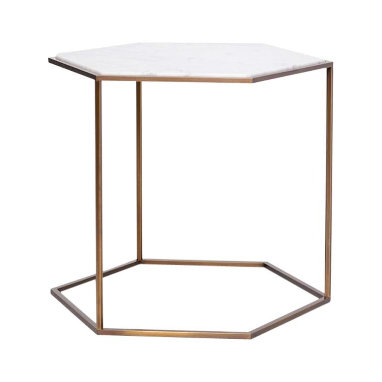 Nob Hill Large Side Table by Yabu Pushelberg in Smoked Bronze and Calacatta