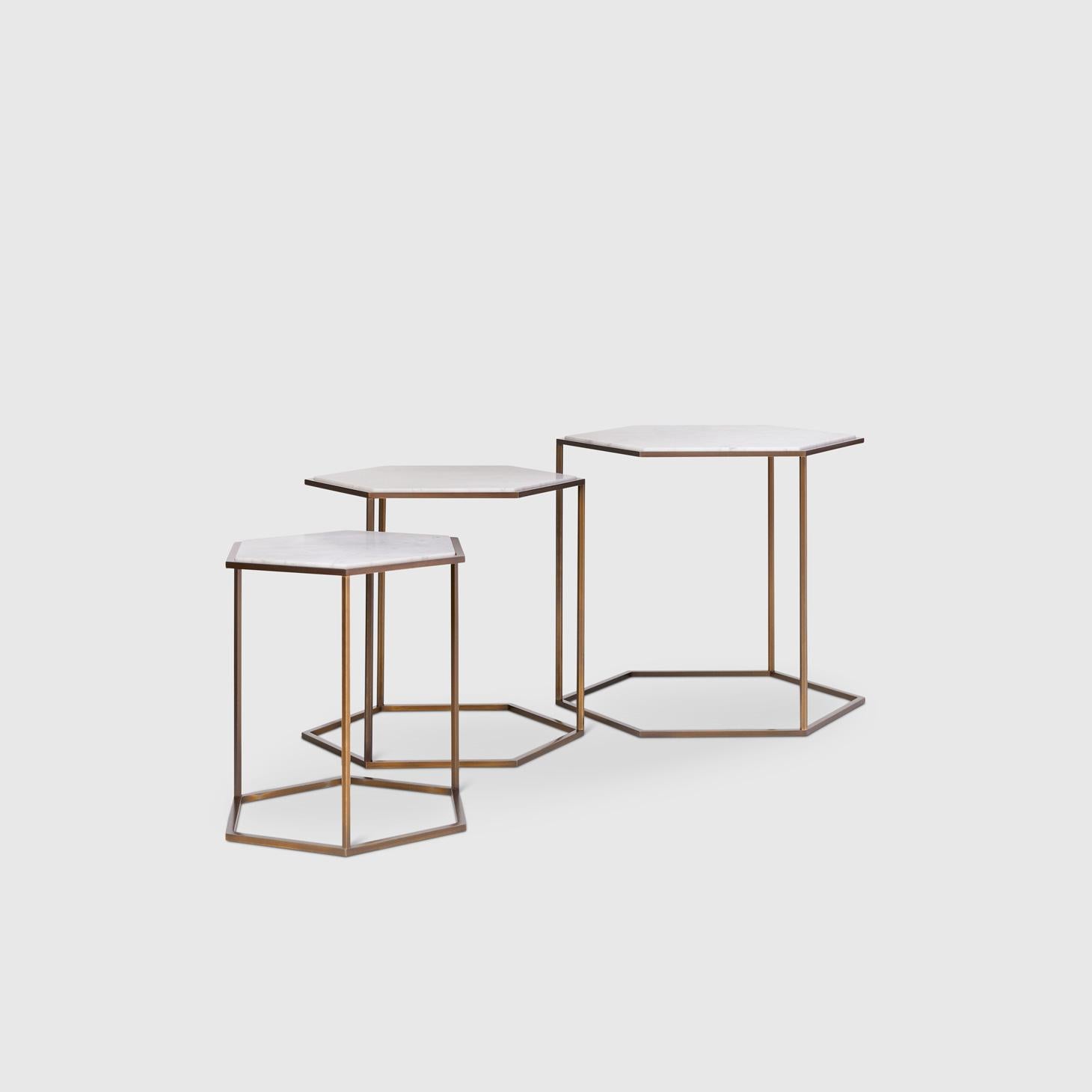 Modern Nob Hill Large Side Table by Yabu Pushelberg in Smoked Bronze and Calacatta