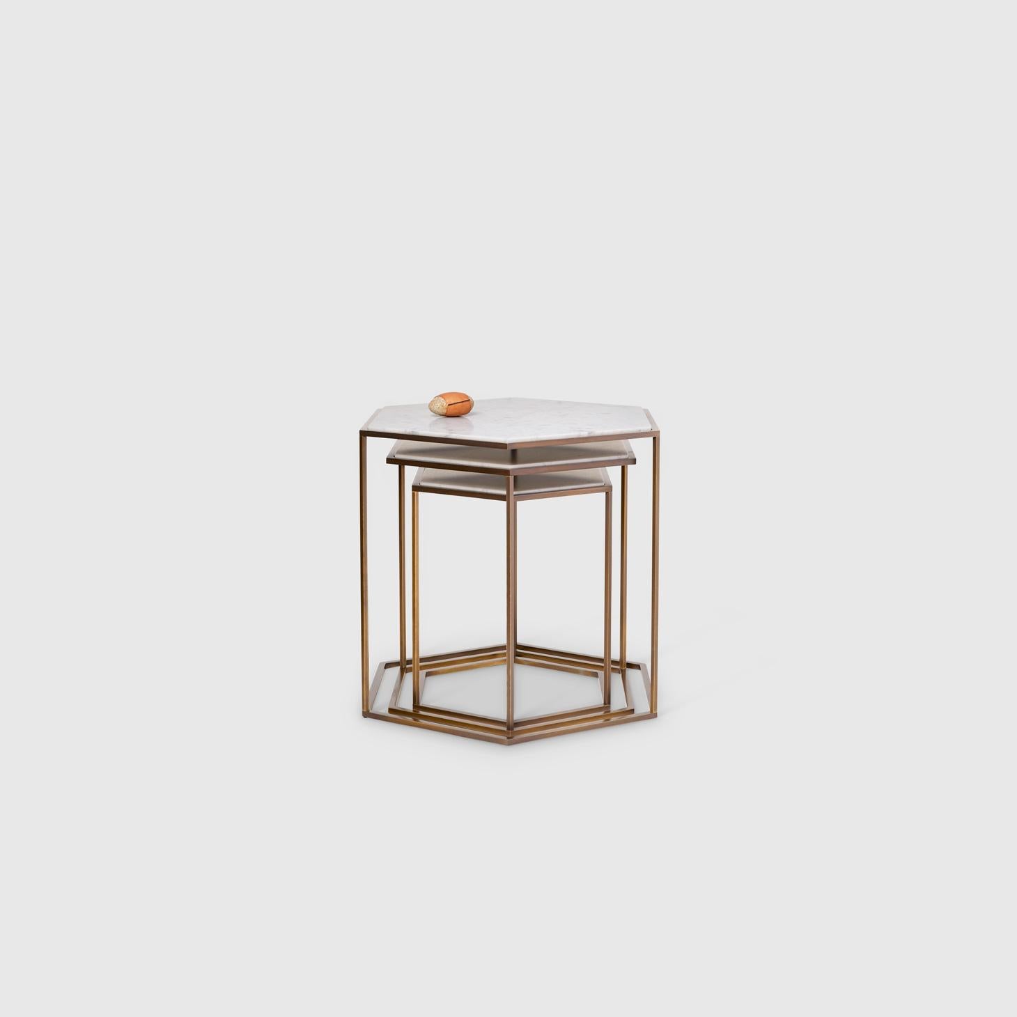 Italian Nob Hill Large Side Table by Yabu Pushelberg in Smoked Bronze and Calacatta