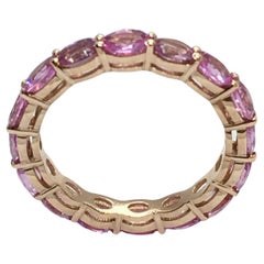 Nobel Gems 4.00 Ct Natural Oval Pink Sapphire Eternity Band 14k Rose Gold