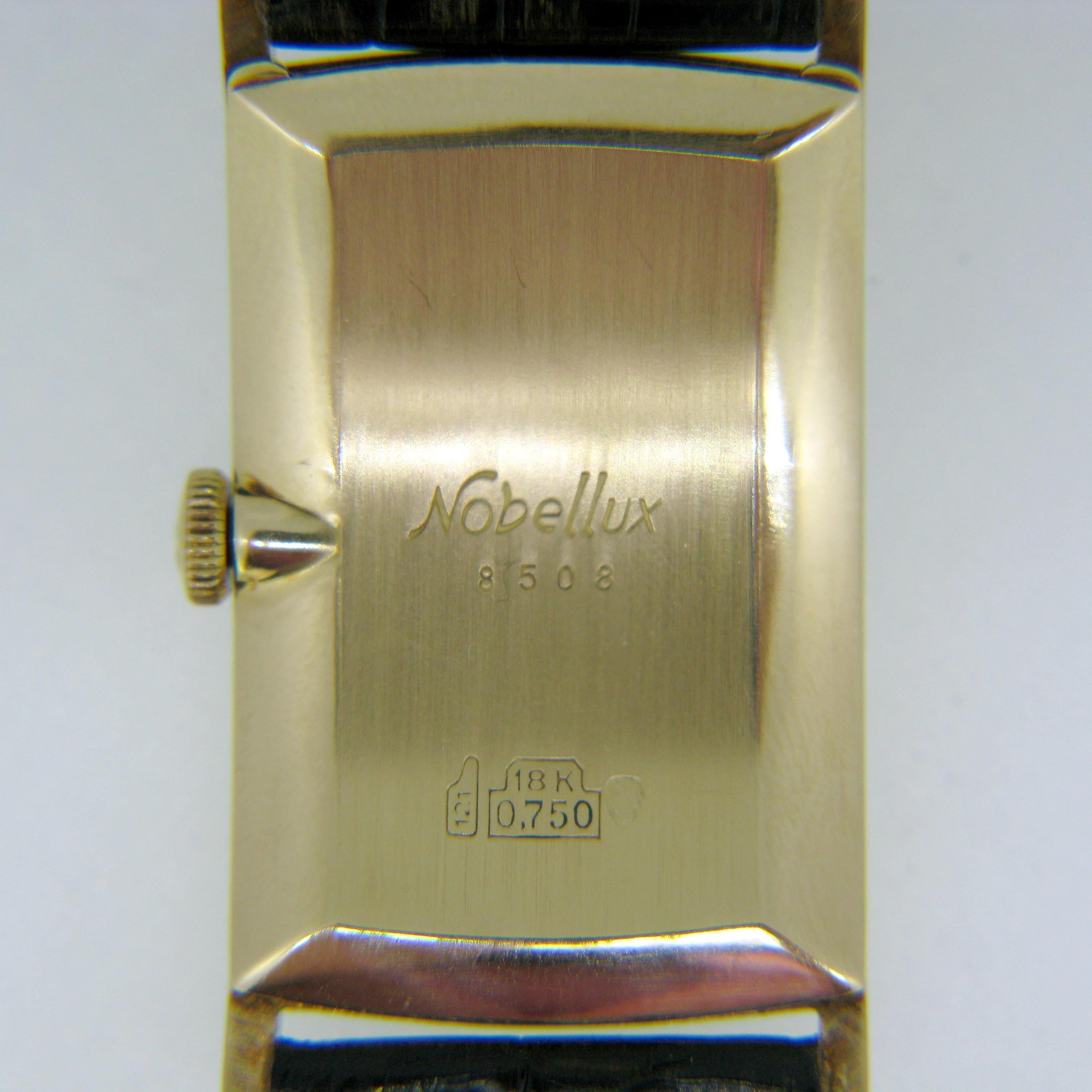 Nobellux Vintage Art Deco Gelbgold Mechanische Herrenuhr Nobel Nobellux 5
