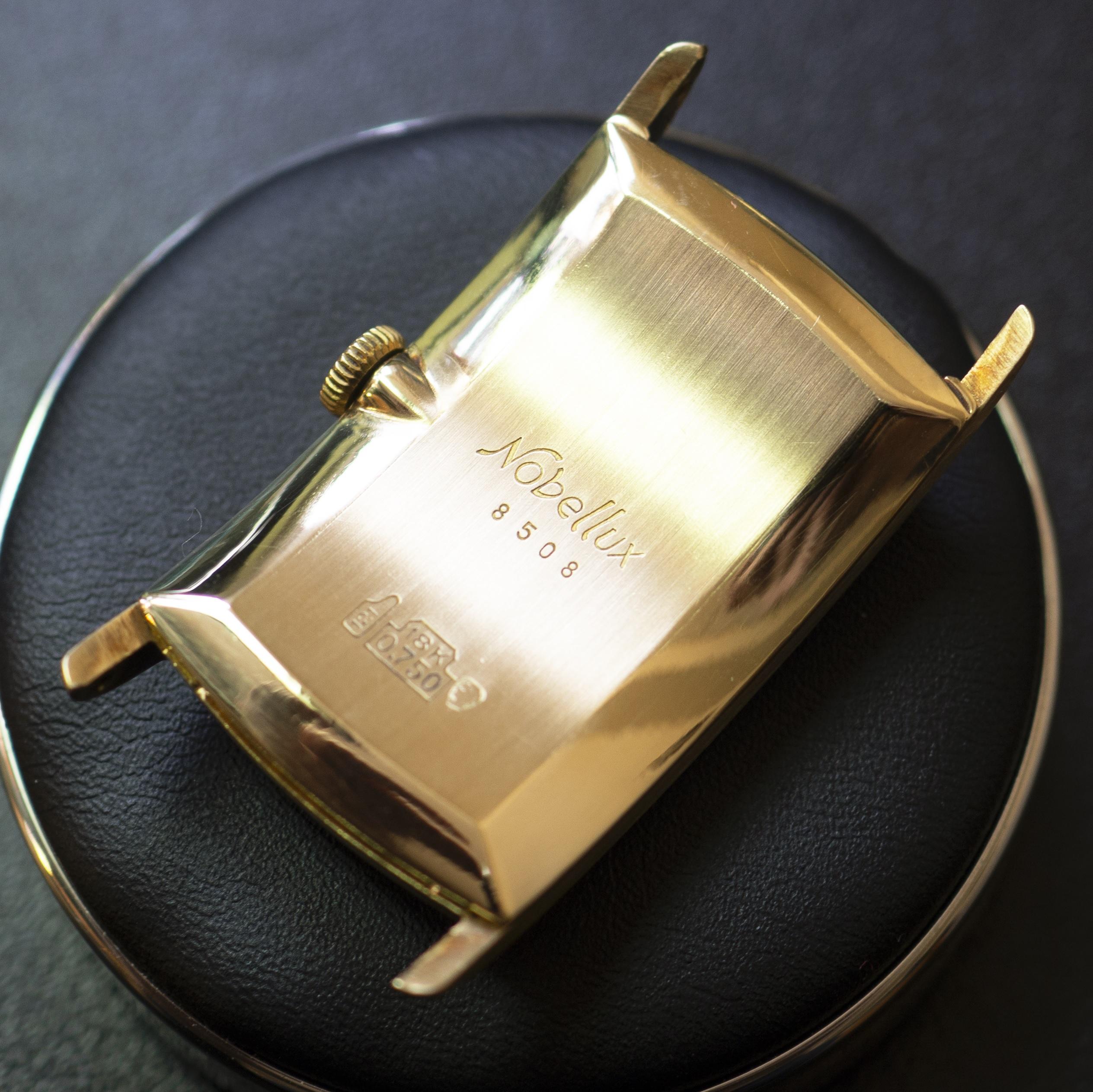 Nobellux Vintage Art Deco Gelbgold Mechanische Herrenuhr Nobel Nobellux 6