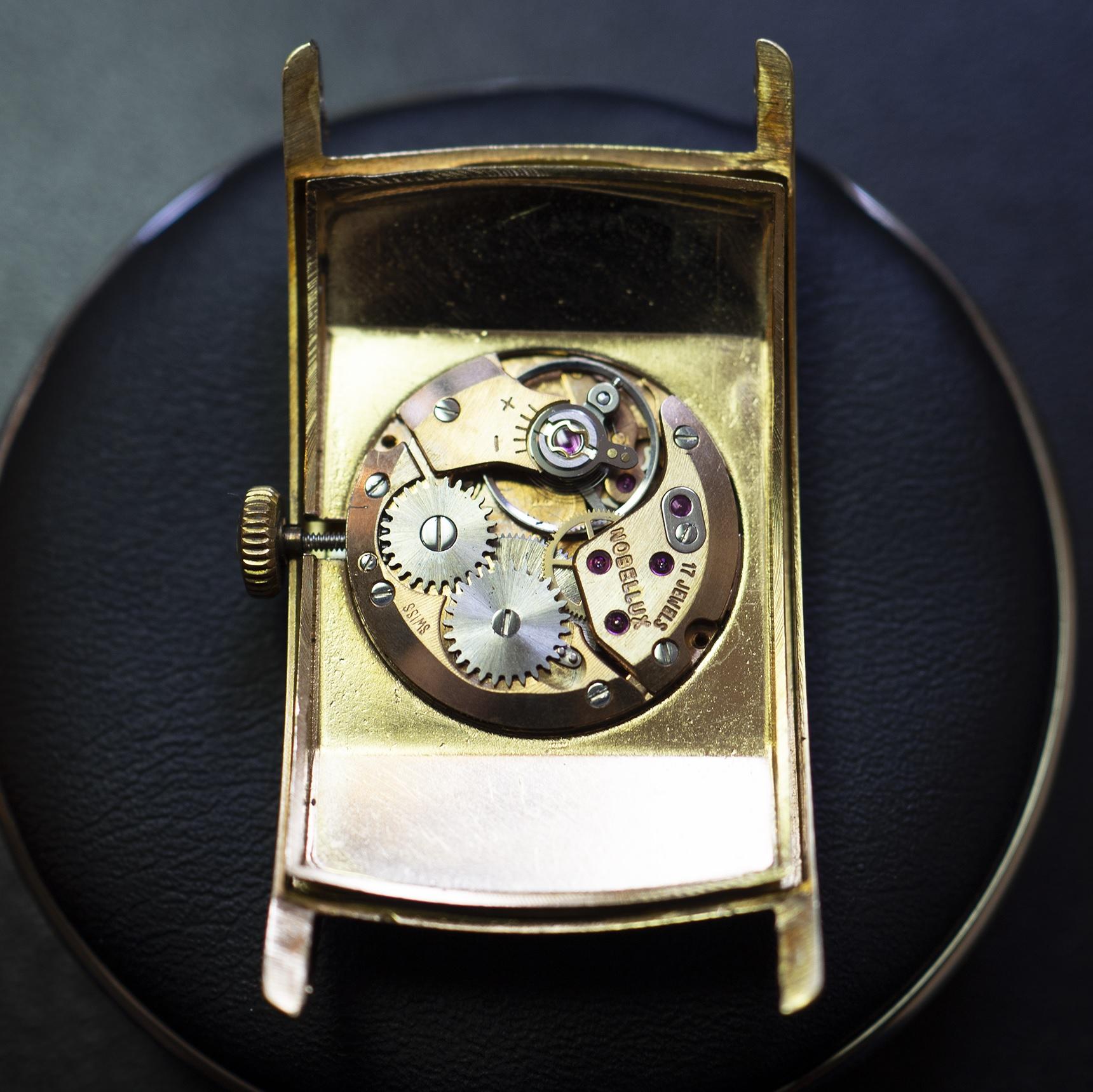 Nobellux Vintage Art Deco Gelbgold Mechanische Herrenuhr Nobel Nobellux 3