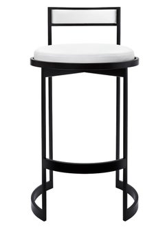 Nobi Swivel Bar Stool with White Leather Seat by Powell & Bonnell