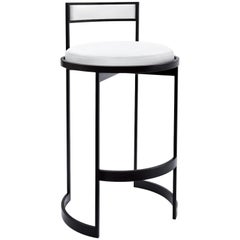 Nobi Swivel Counter Stool with White Leather Seat by Powell & Bonnell
