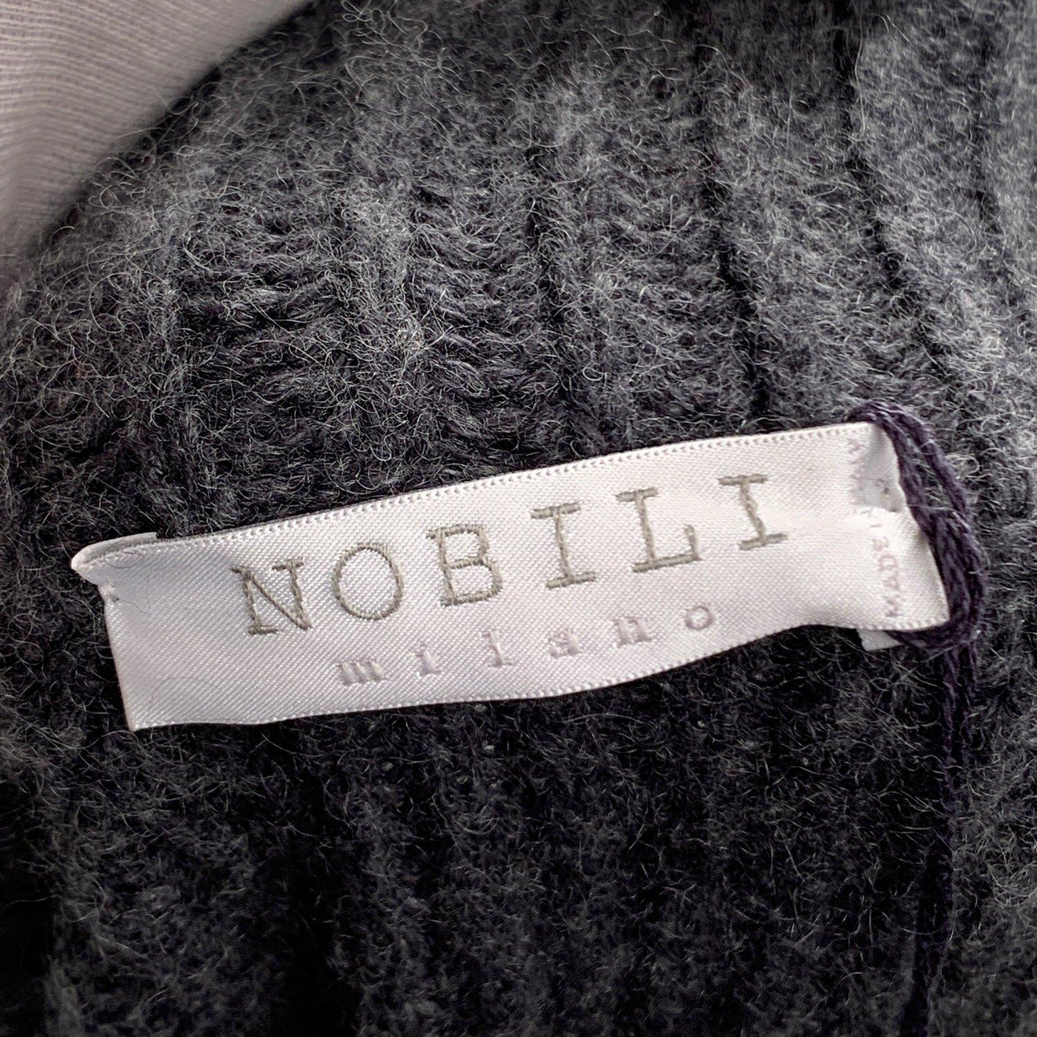 Nobili Milano Nobili Gray Ribbed Cashmere and Cotton Knit Jacket Cardigan 4