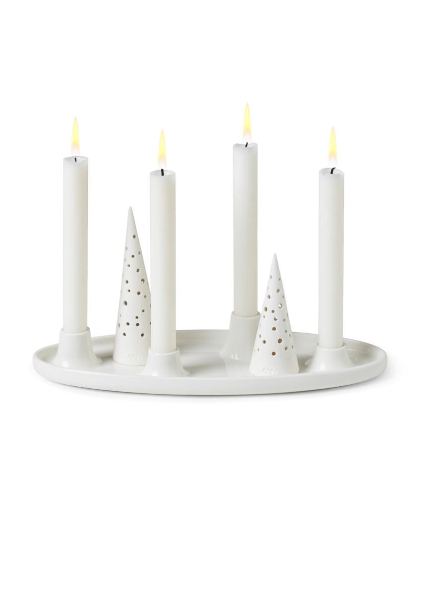 Nobili Oval Advent Candle Holder, 
 Snow White, H: 6.1