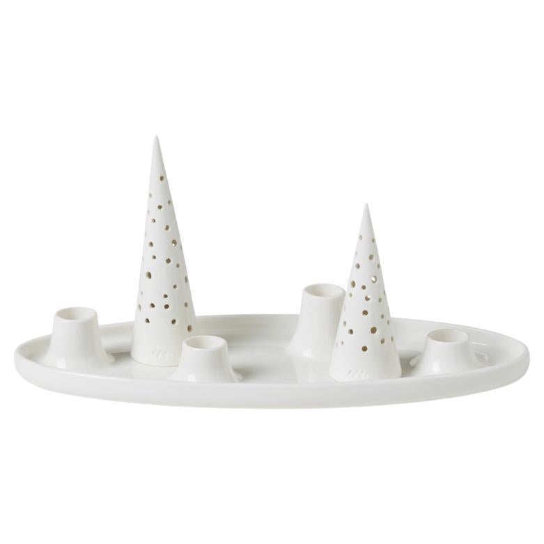 Nobili Oval Advent Candle Holder, Snow White For Sale