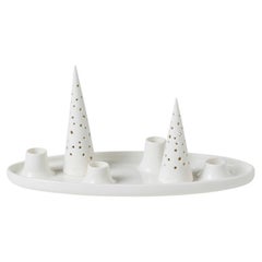 Nobili Oval Advent Candle Holder, Snow White