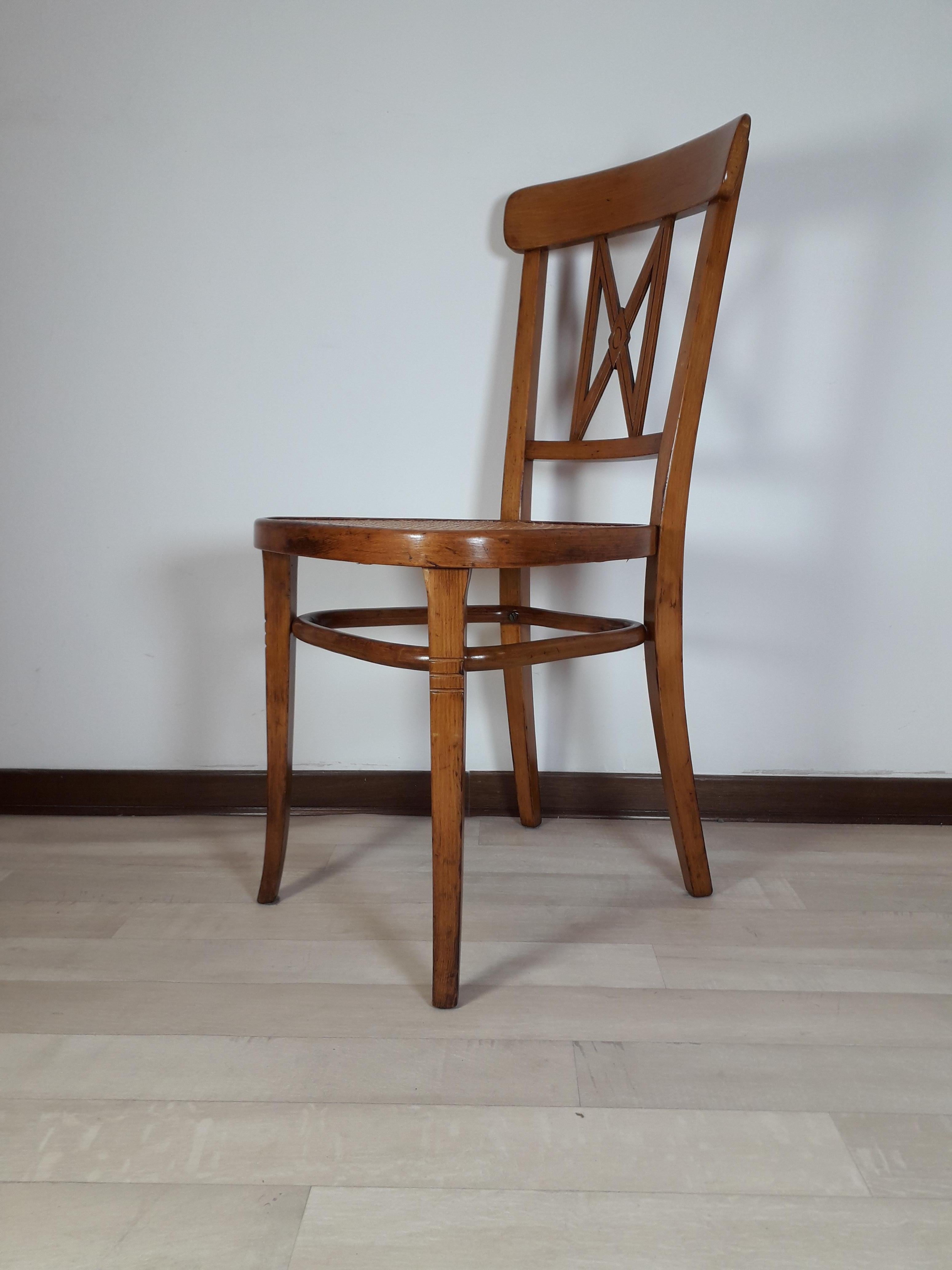 Early 20th Century Nobiliary Dining Chair of Thonet from Wiener Werkstaette For Sale