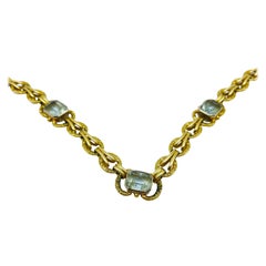 Noble 14k Gold Gliederhalskette mit Aquarine
