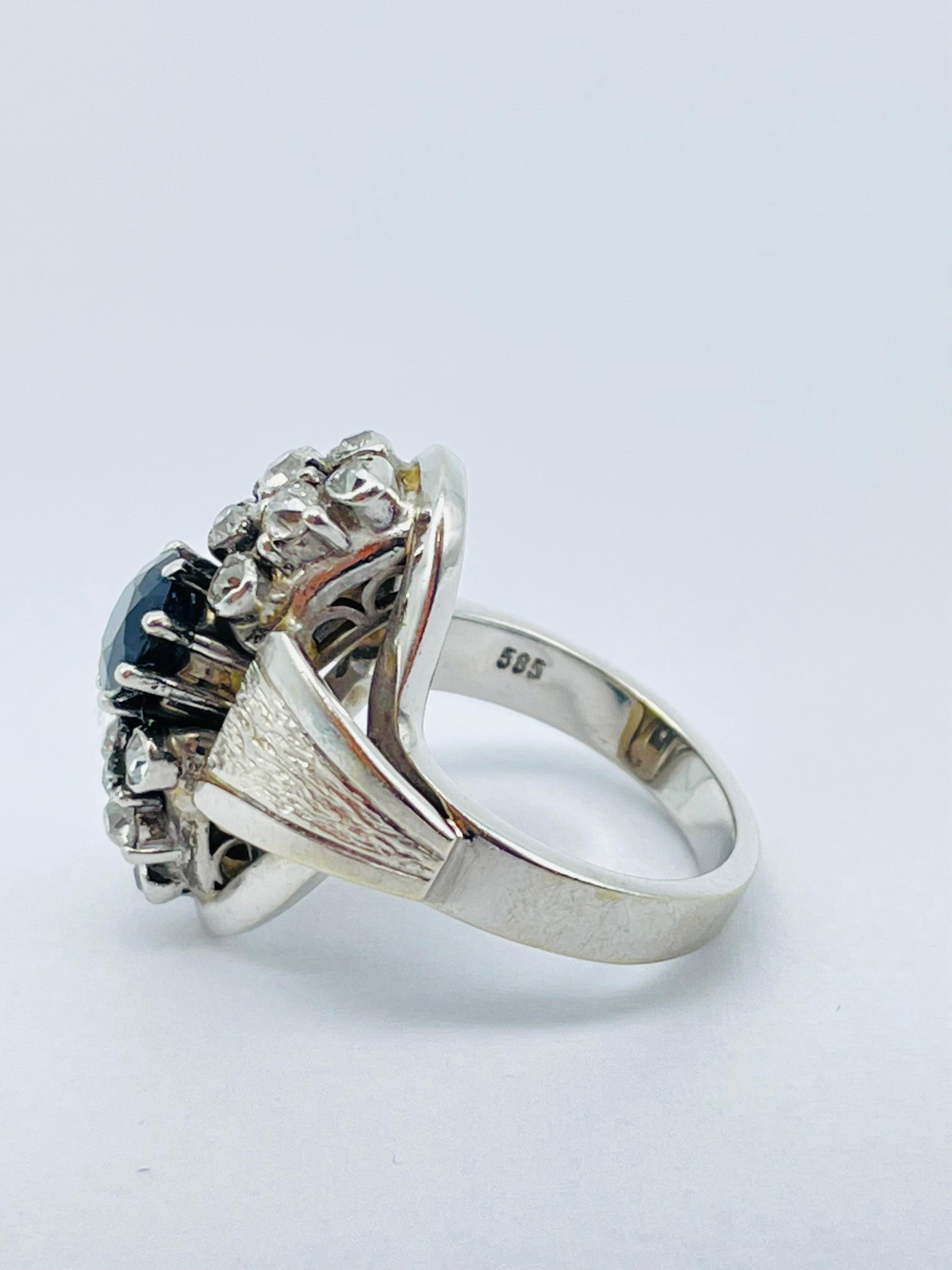 Noble 14k White Gold Ring with Diamonds For Sale 6