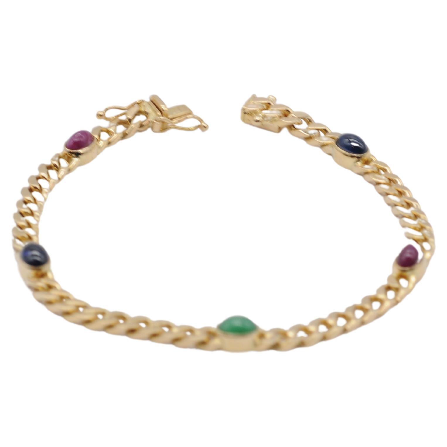 Noble 14k yellow gold bracelet with cabochon For Sale 5