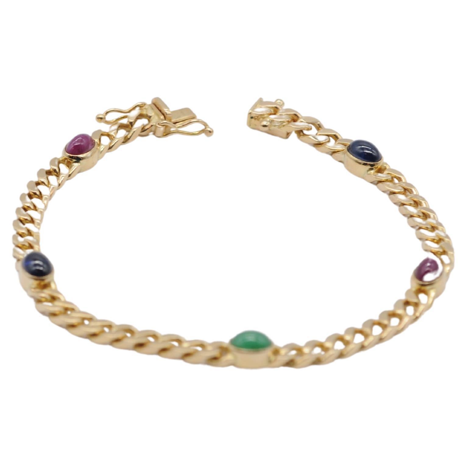 Noble 14k yellow gold bracelet with cabochon For Sale 6