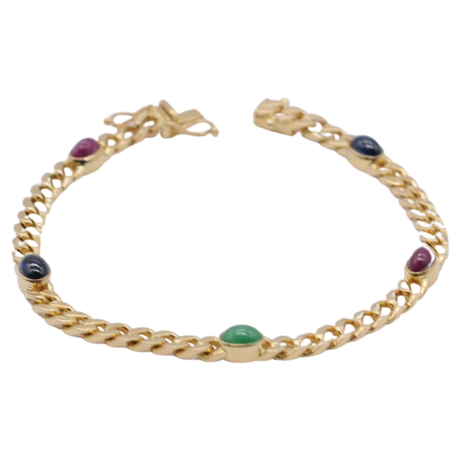 Noble 14k yellow gold bracelet with cabochon For Sale 7