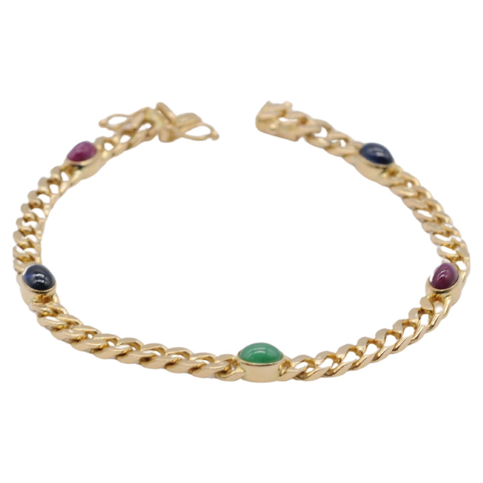 Noble 14k yellow gold bracelet with cabochon For Sale 8