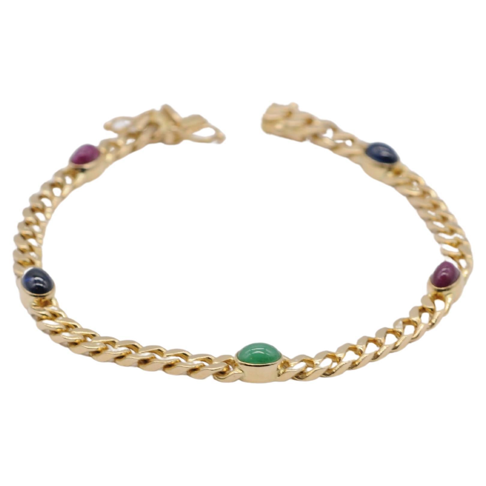 Noble 14k yellow gold bracelet with cabochon For Sale 9