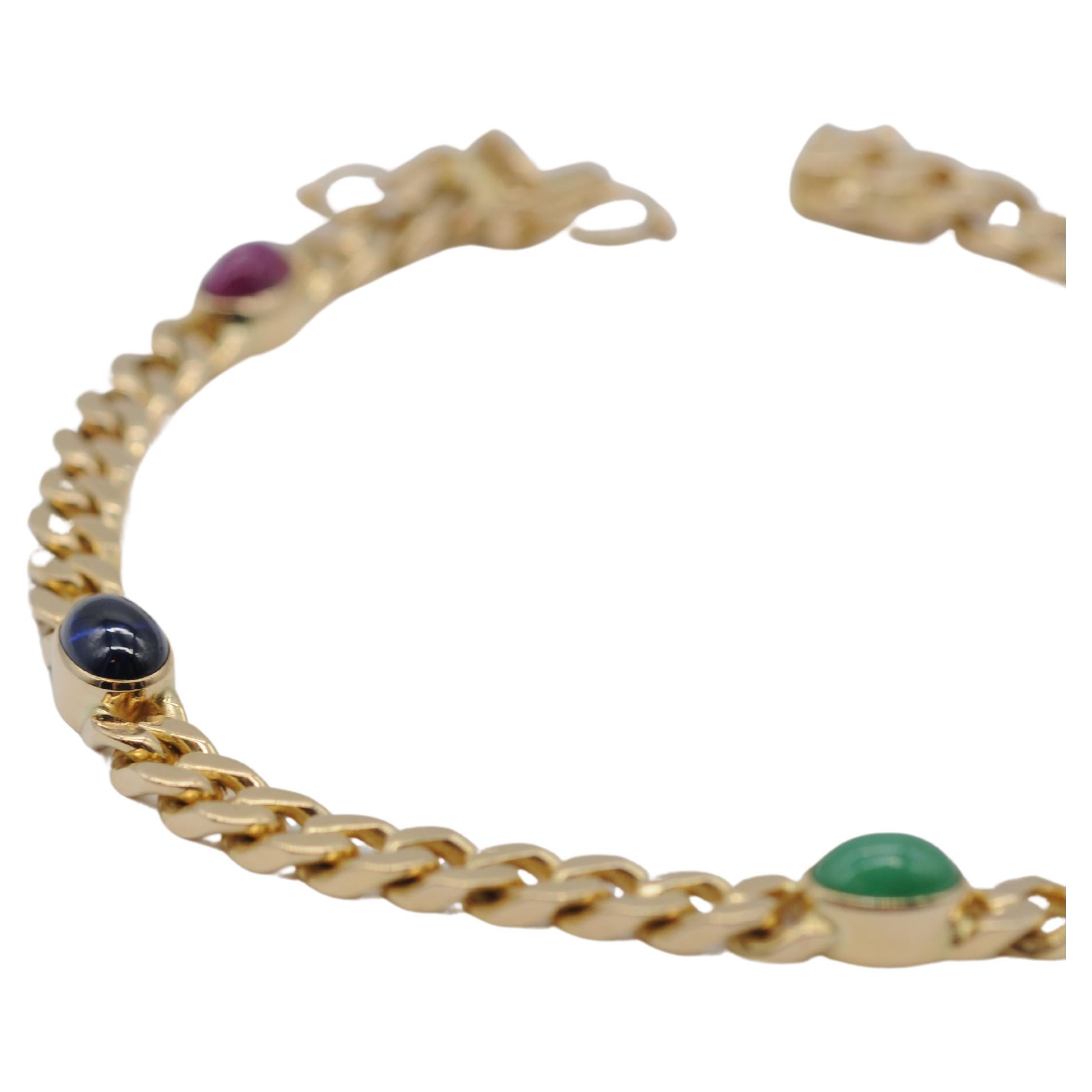 Aesthetic Movement Noble 14k yellow gold bracelet with cabochon For Sale