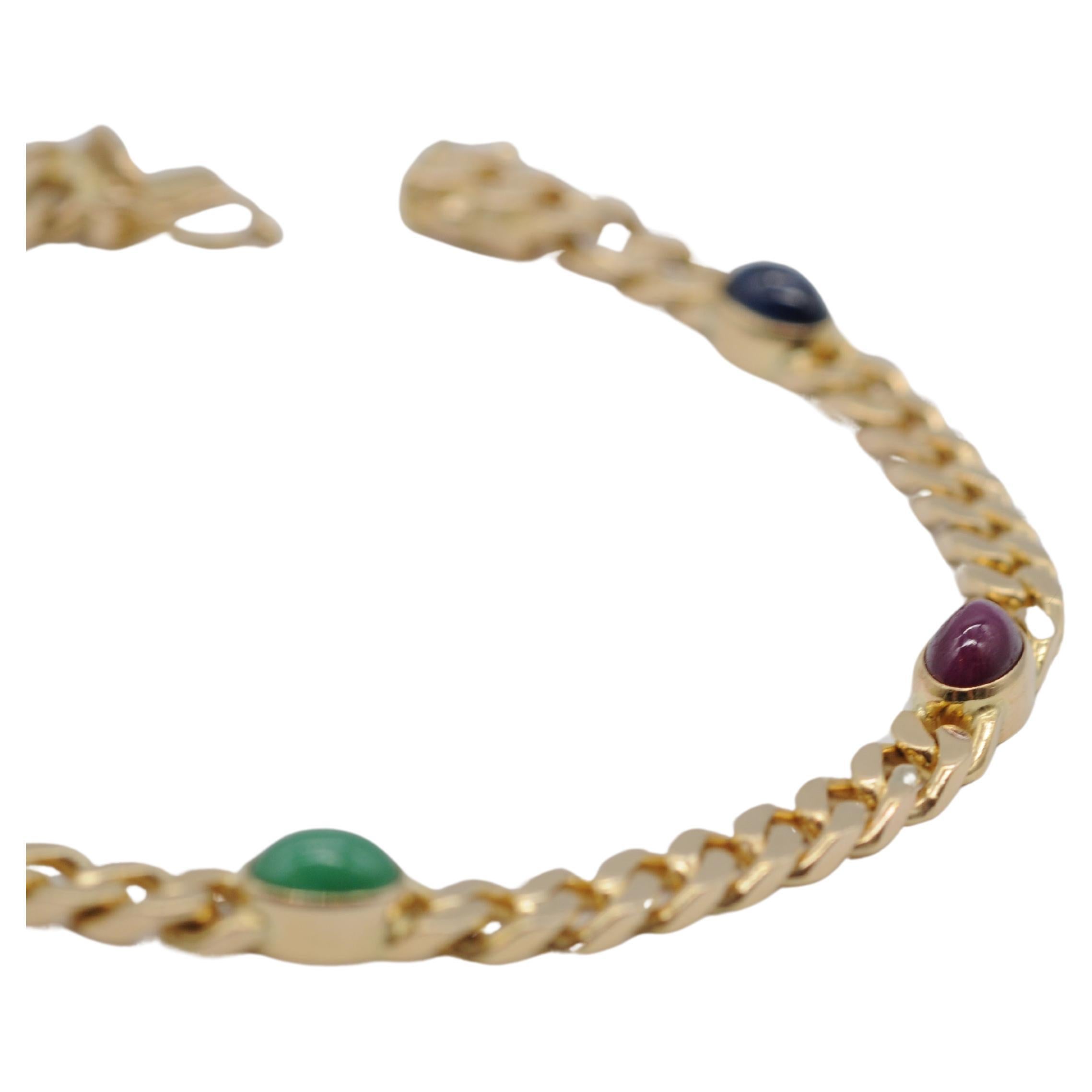 Noble 14k yellow gold bracelet with cabochon For Sale 1
