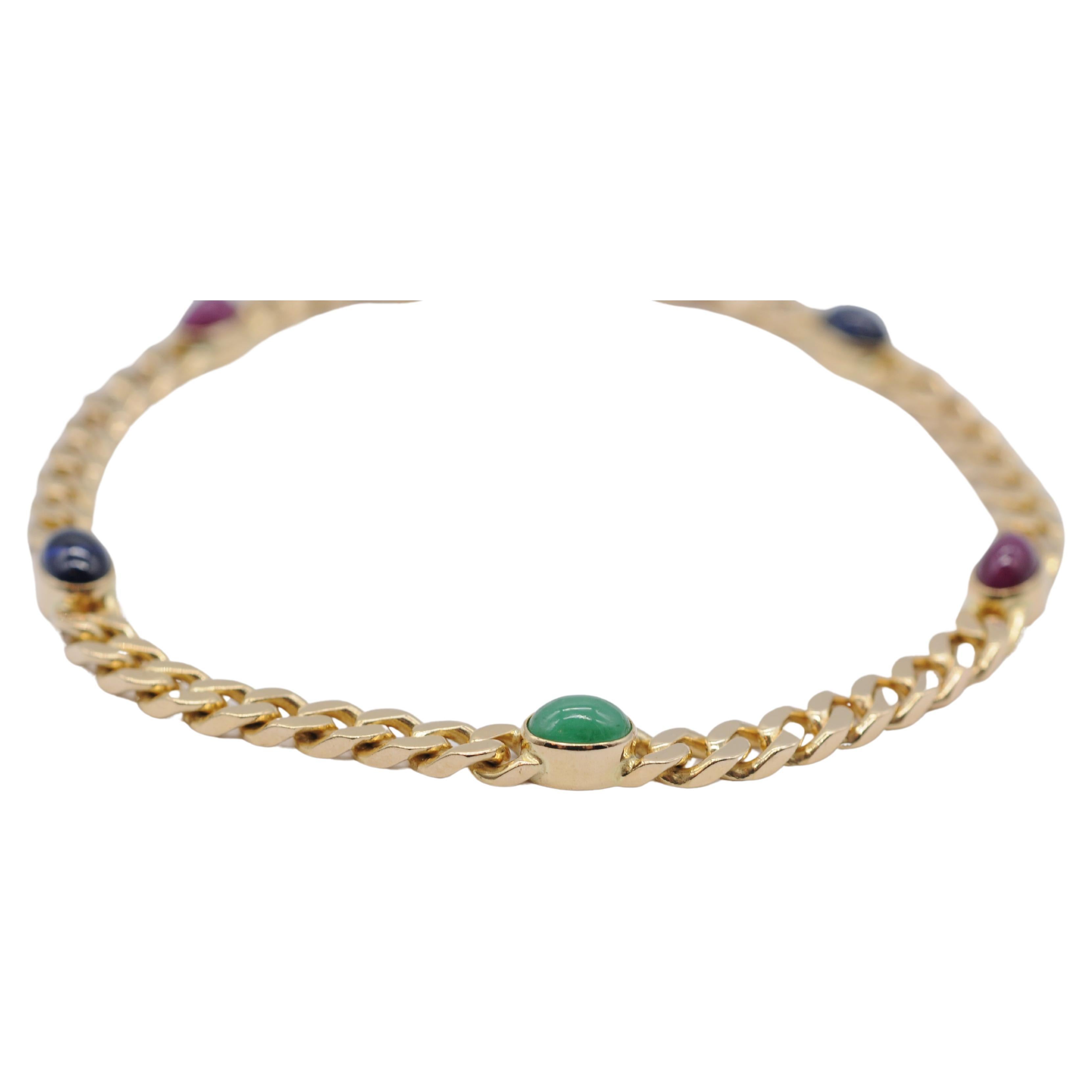 Noble 14k yellow gold bracelet with cabochon For Sale 2