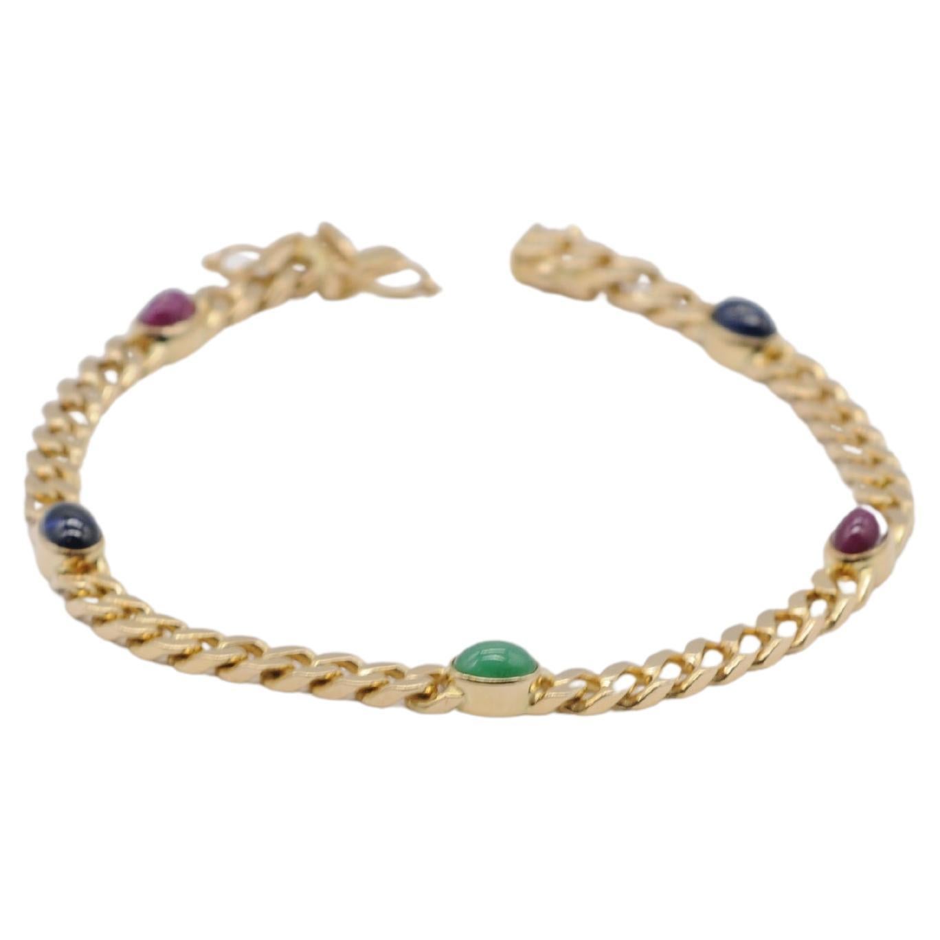Noble 14k yellow gold bracelet with cabochon For Sale 3