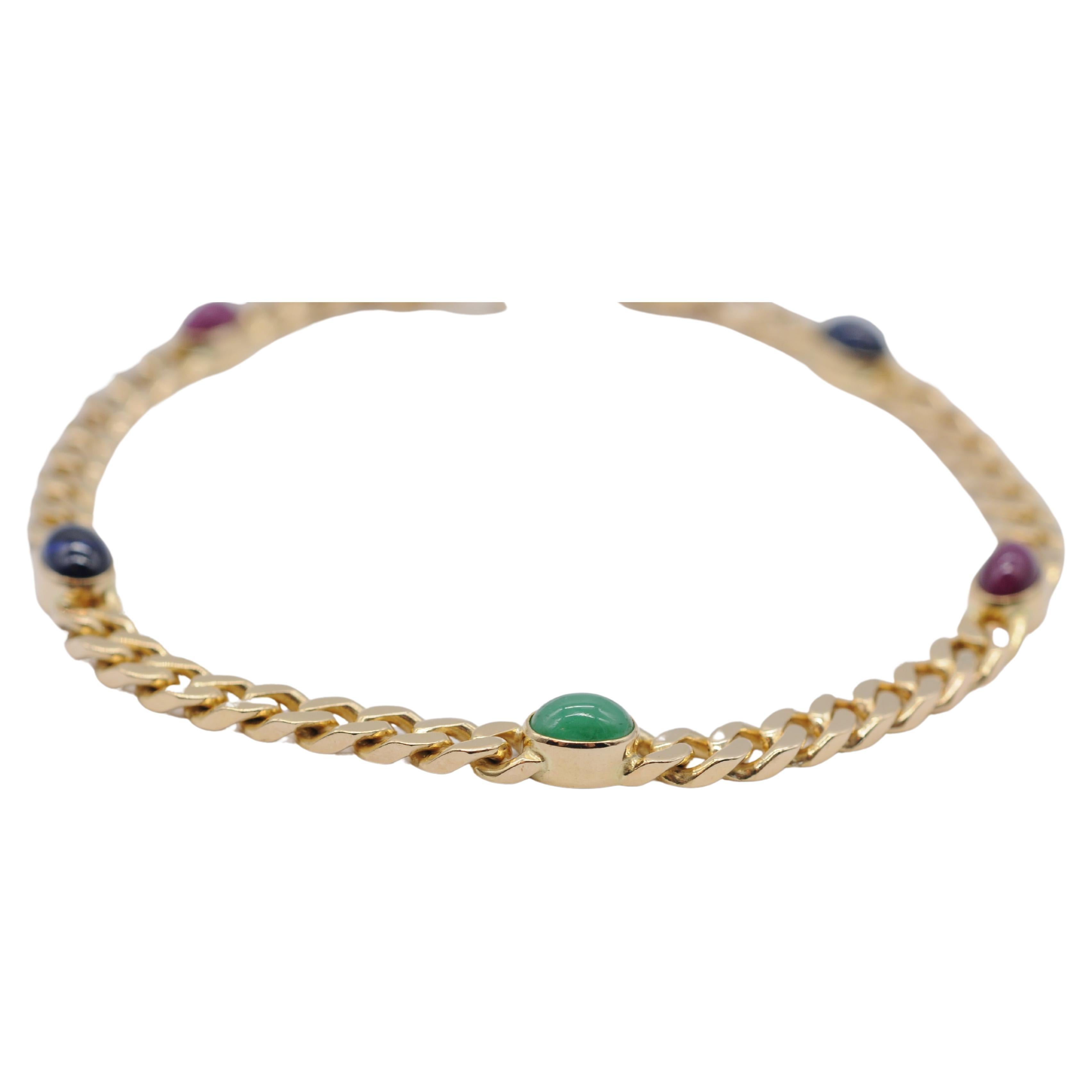 Noble 14k yellow gold bracelet with cabochon For Sale 4