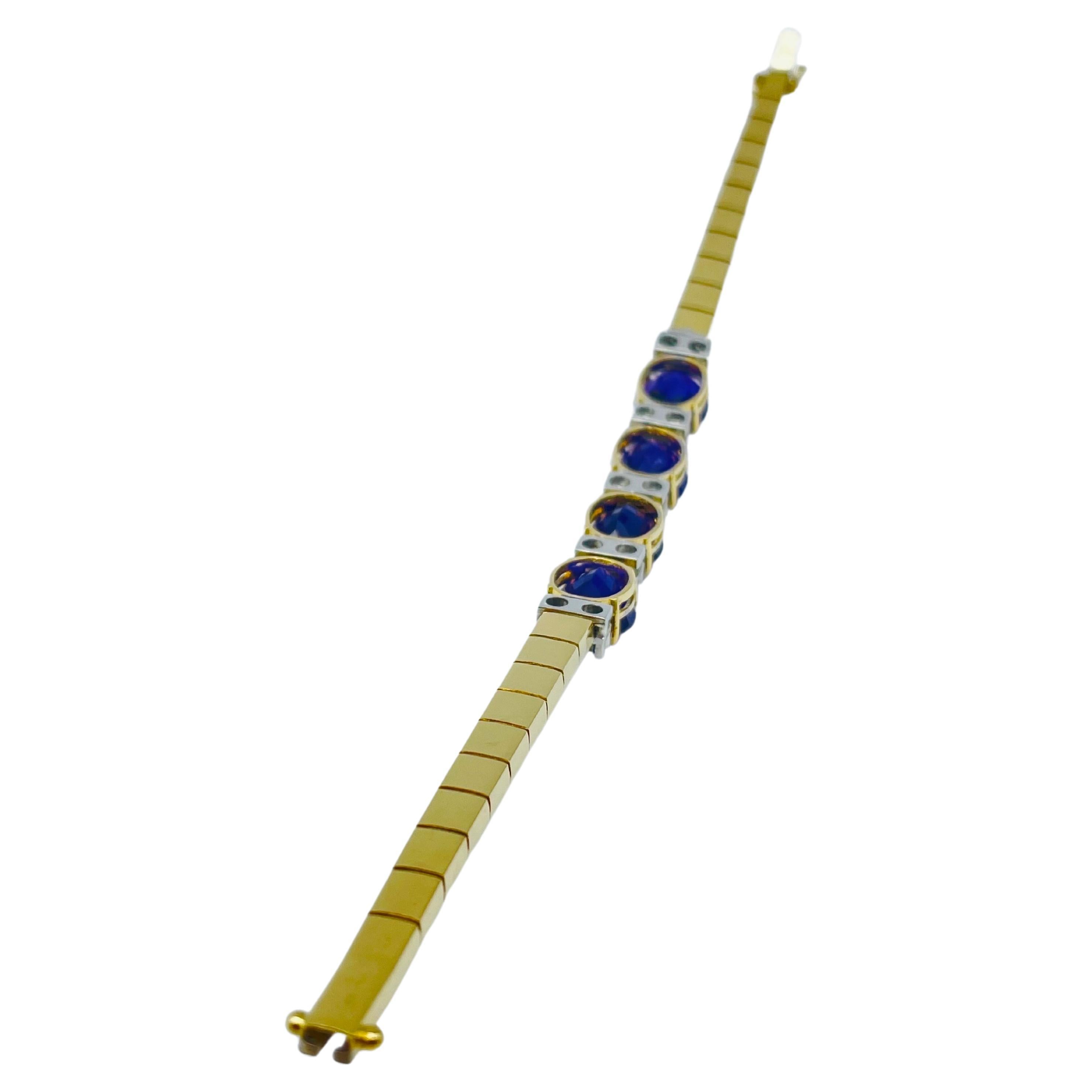 Bracelet en or jaune et blanc 18 carats avec améthyste noble et diamants en vente 2
