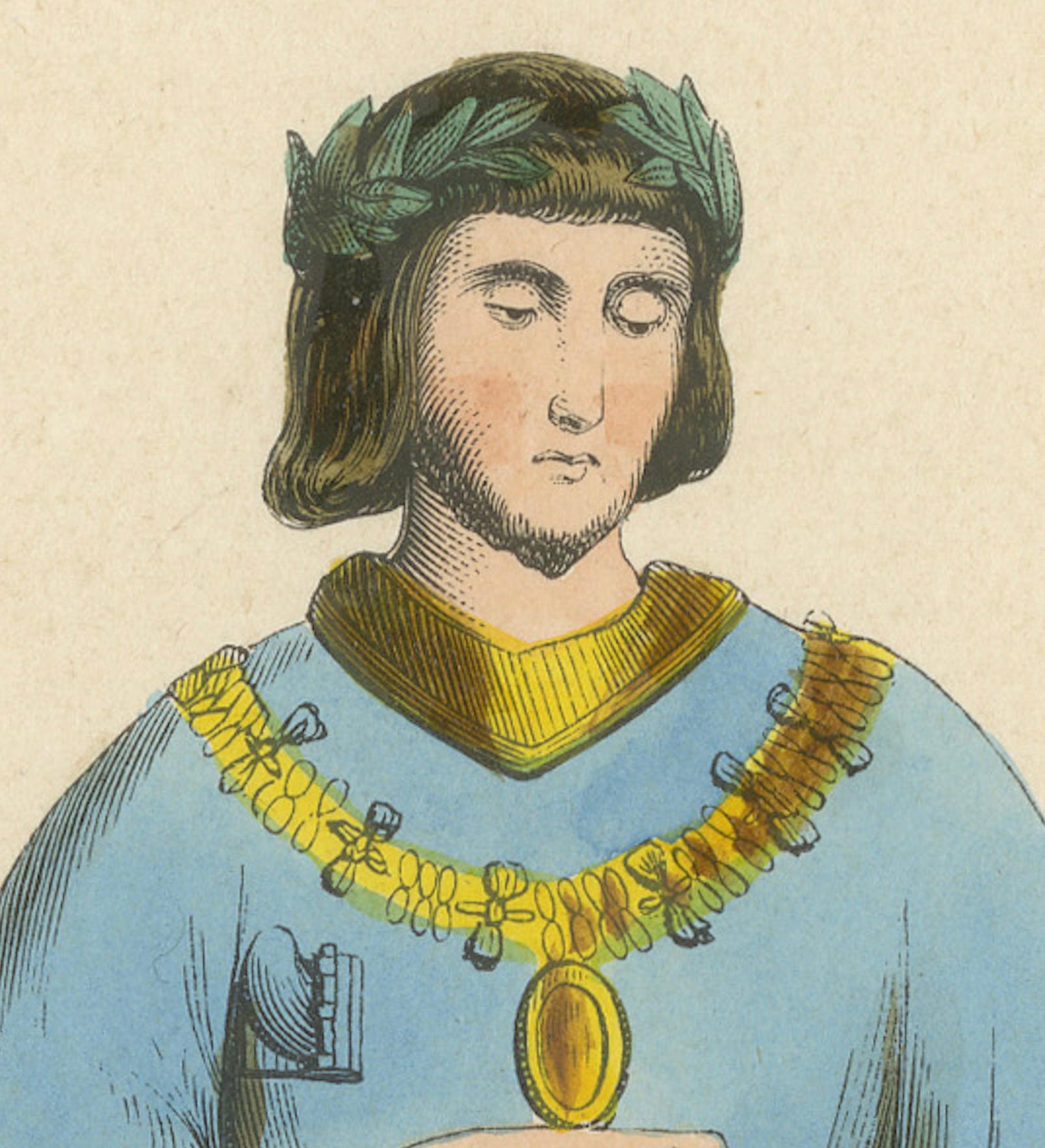 Mid-19th Century Noble Bearing: Gaston de Foix as Illustrated in 'Costume du Moyen Âge', 1847 For Sale