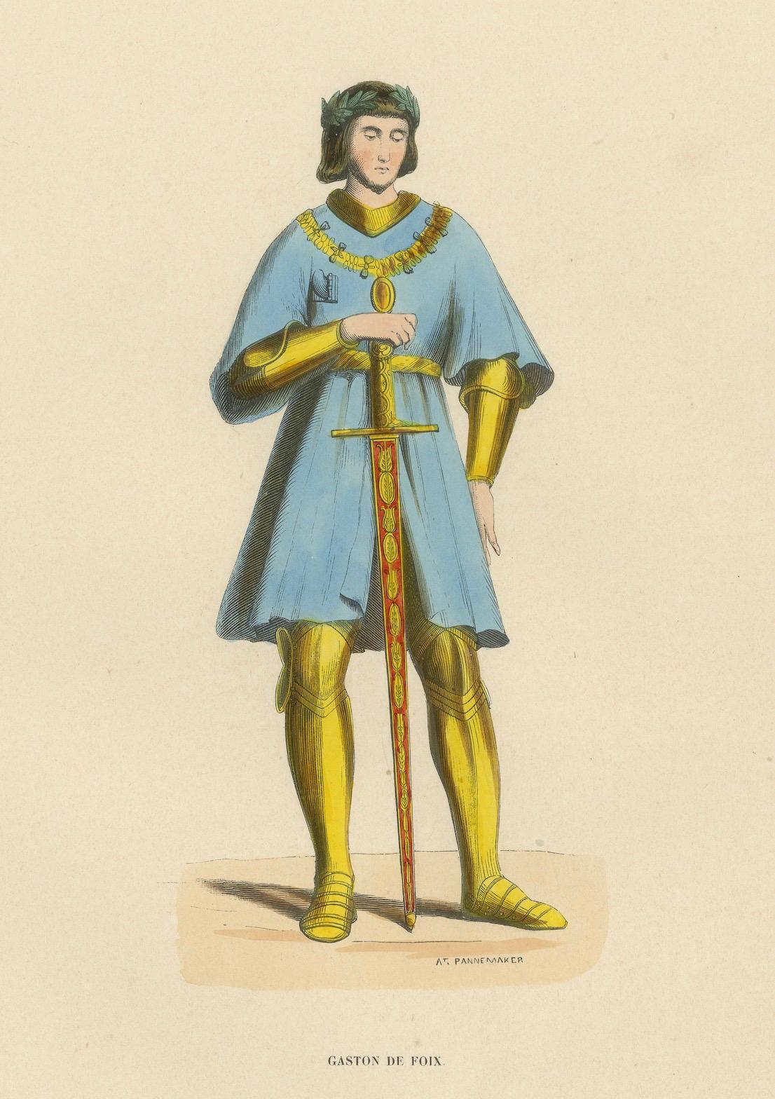 Paper Noble Bearing: Gaston de Foix as Illustrated in 'Costume du Moyen Âge', 1847 For Sale