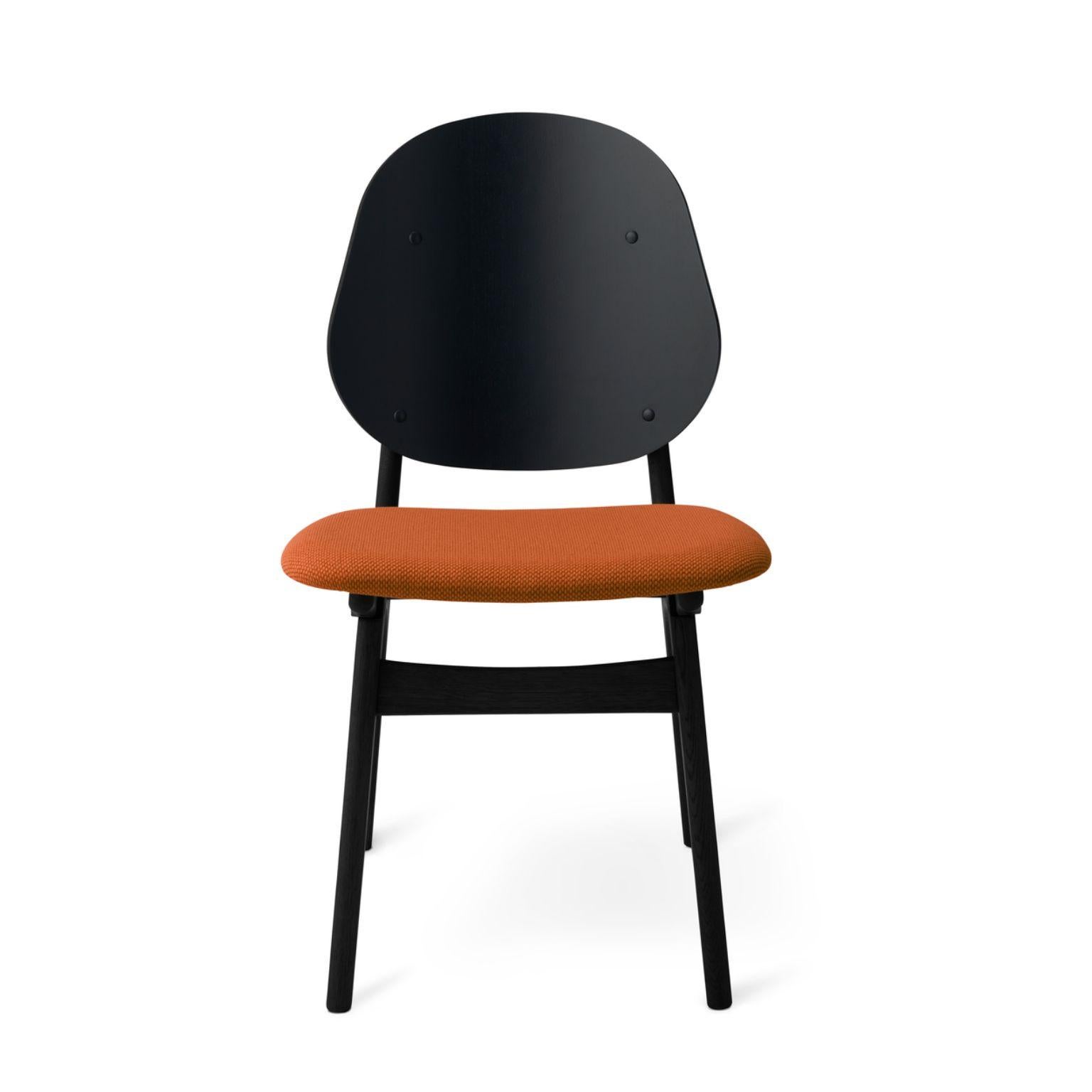 Noble chair black lacquered beech terracotta by Warm Nordic
Dimensions: D55 x W47 x H 85 cm
Material: Black lacquered solid beech, Veneer seat and back, Textile upholstery.
Weight: 7.5 kg
Also available in different colours and finishes.

An