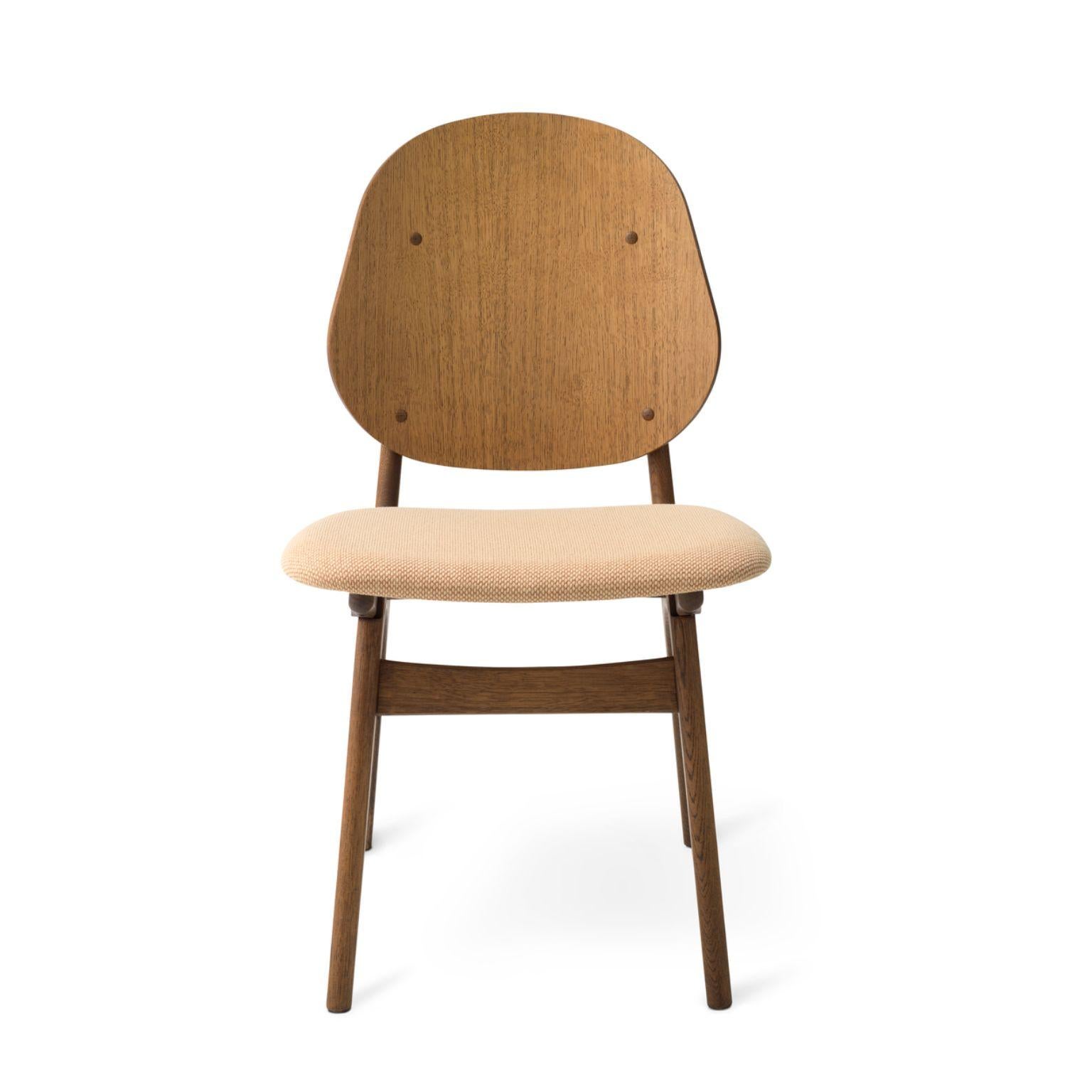 Noble Chair Teak Oiled Oak Butternut by Warm Nordic
Dimensions: D55 x W47 x H 85 cm
Material: Teak oiled solid oak, Veneer seat and back, Textile upholstery.
Weight: 7.5 kg
Also available in different colours and finishes. Please contact