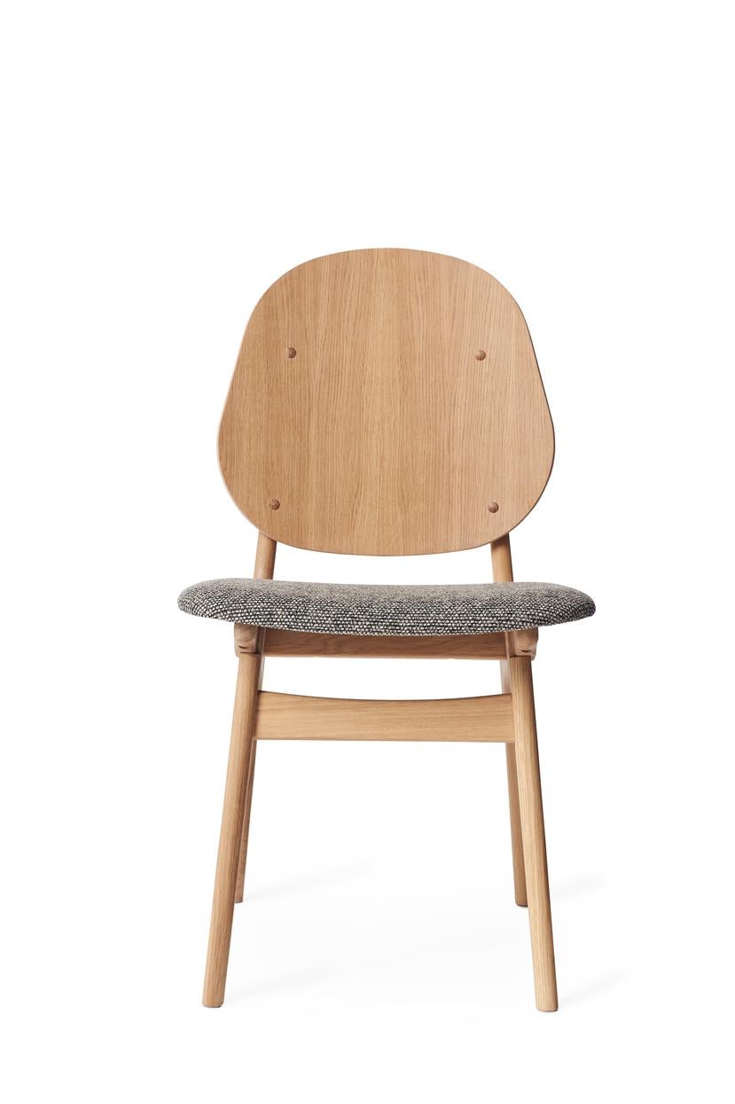 Noble chair White Oiled Oak Graphic Sprinkles by Warm Nordic
Dimensions: D55 x W47 x H 85 cm
Material: Teak oiled solid oak, Veneer seat and back, Textile upholstery.
Weight: 7.5 kg
Also available in different colors and finishes. 

An elegant