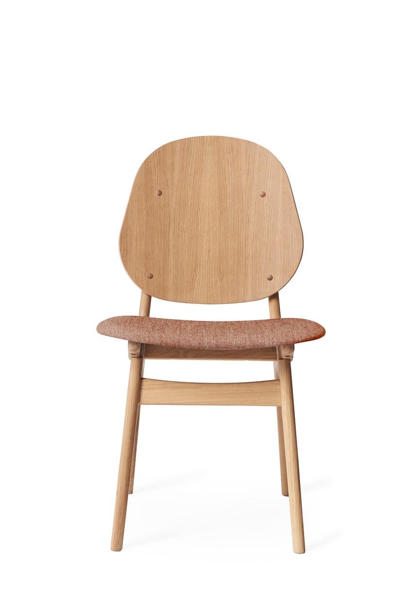 Noble chair White Oiled Oak Pale Rose by Warm Nordic
Dimensions: D55 x W47 x H 85 cm
Material: Teak oiled solid oak, Veneer seat and back, Textile upholstery.
Weight: 7.5 kg
Also available in different colors and finishes. 

An elegant and