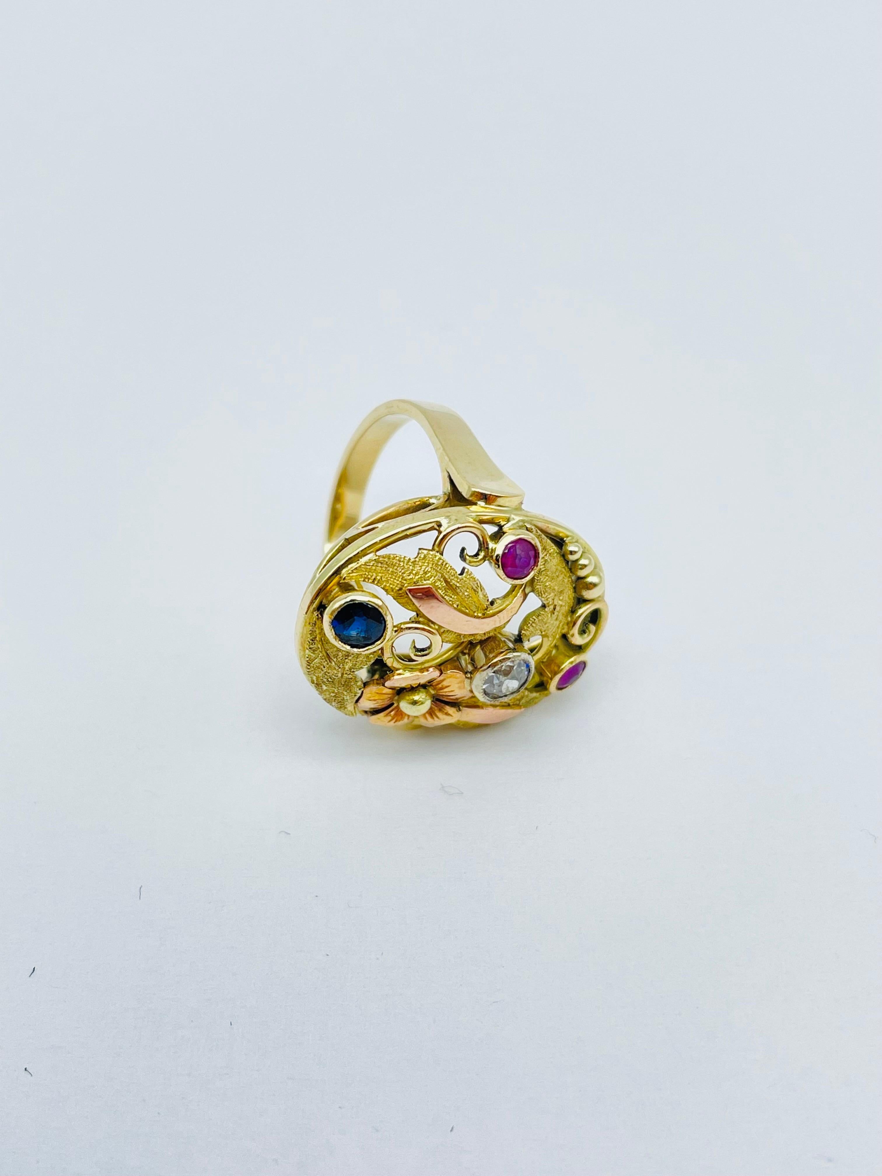 Noble Cocktail Ring/Garden Ring 14k Gold Ring For Sale 6