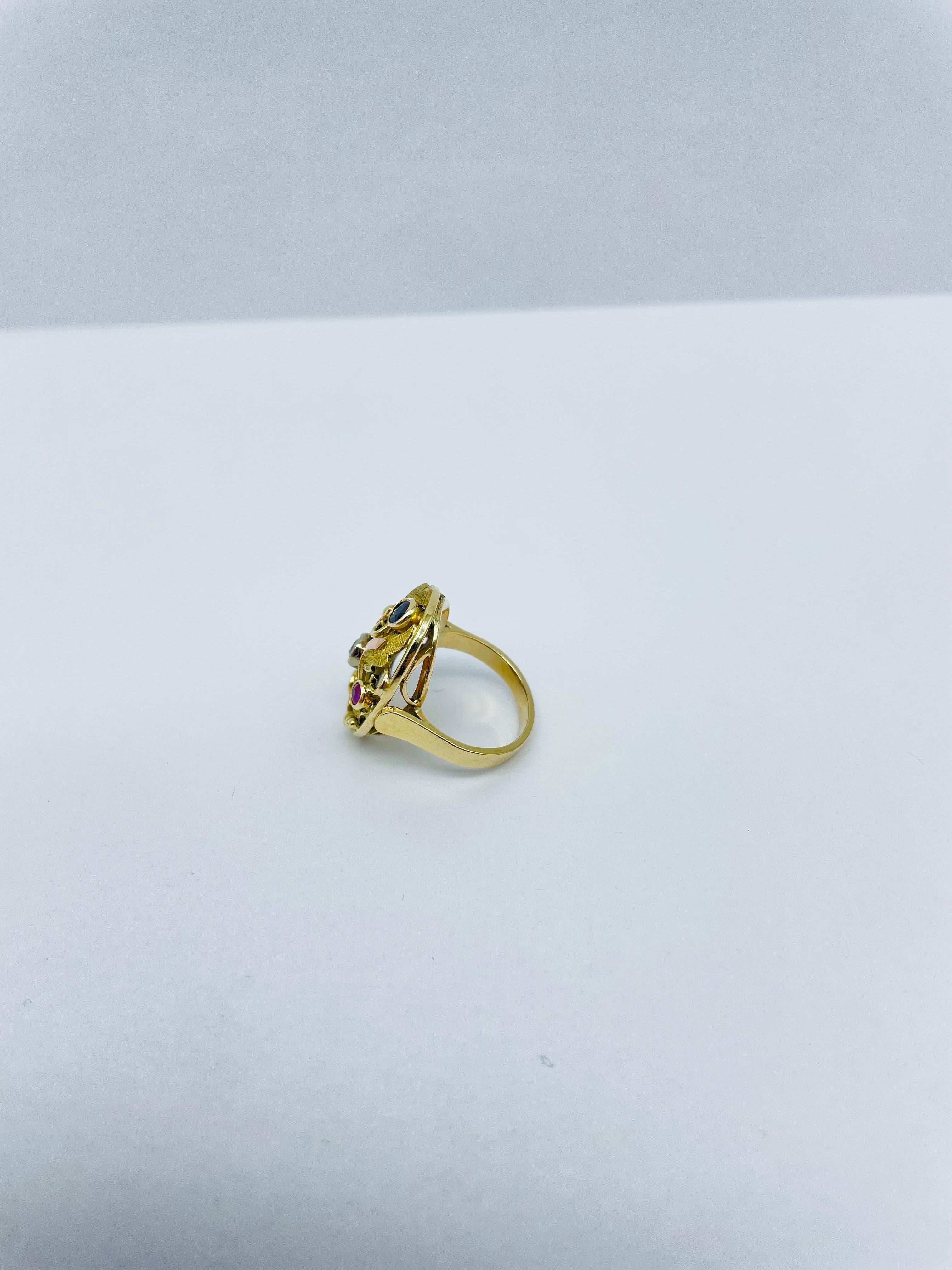 Noble Cocktail Ring/Garden Ring 14k Gold Ring In Good Condition For Sale In Berlin, BE
