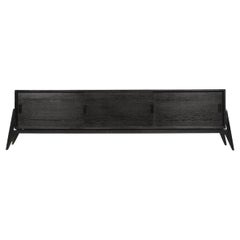 Noble Elegant Black Mid-Century Scandinavian Modern Burned Oak Wood Sideboard