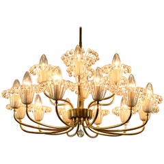 Noble 
Elegant Chandelier by Emil Stejnar&Rupert Nikoll 18 Light Brass 
Glass