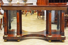 Noble English 19th Century Rosewood, Brass Trimmed and Mirrored Console Table