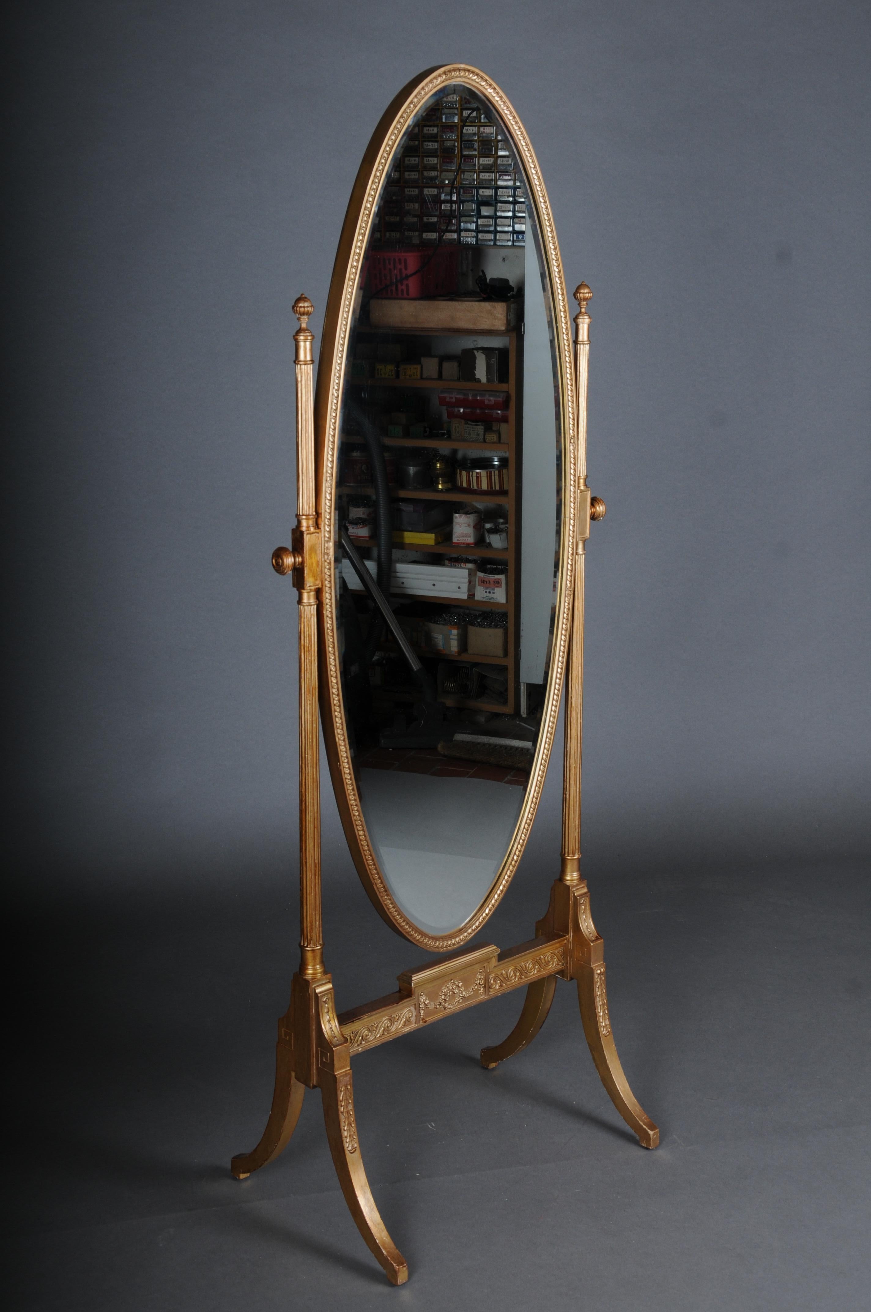Gilt Noble gilded Louis XVI standing mirror around 1880s For Sale
