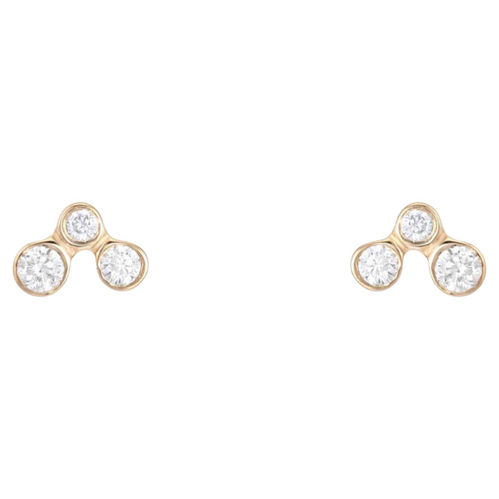 Noble Glamour 14K (oder 18k auf Anfrage) Gelbgold Diamant-Ohrstecker im Angebot