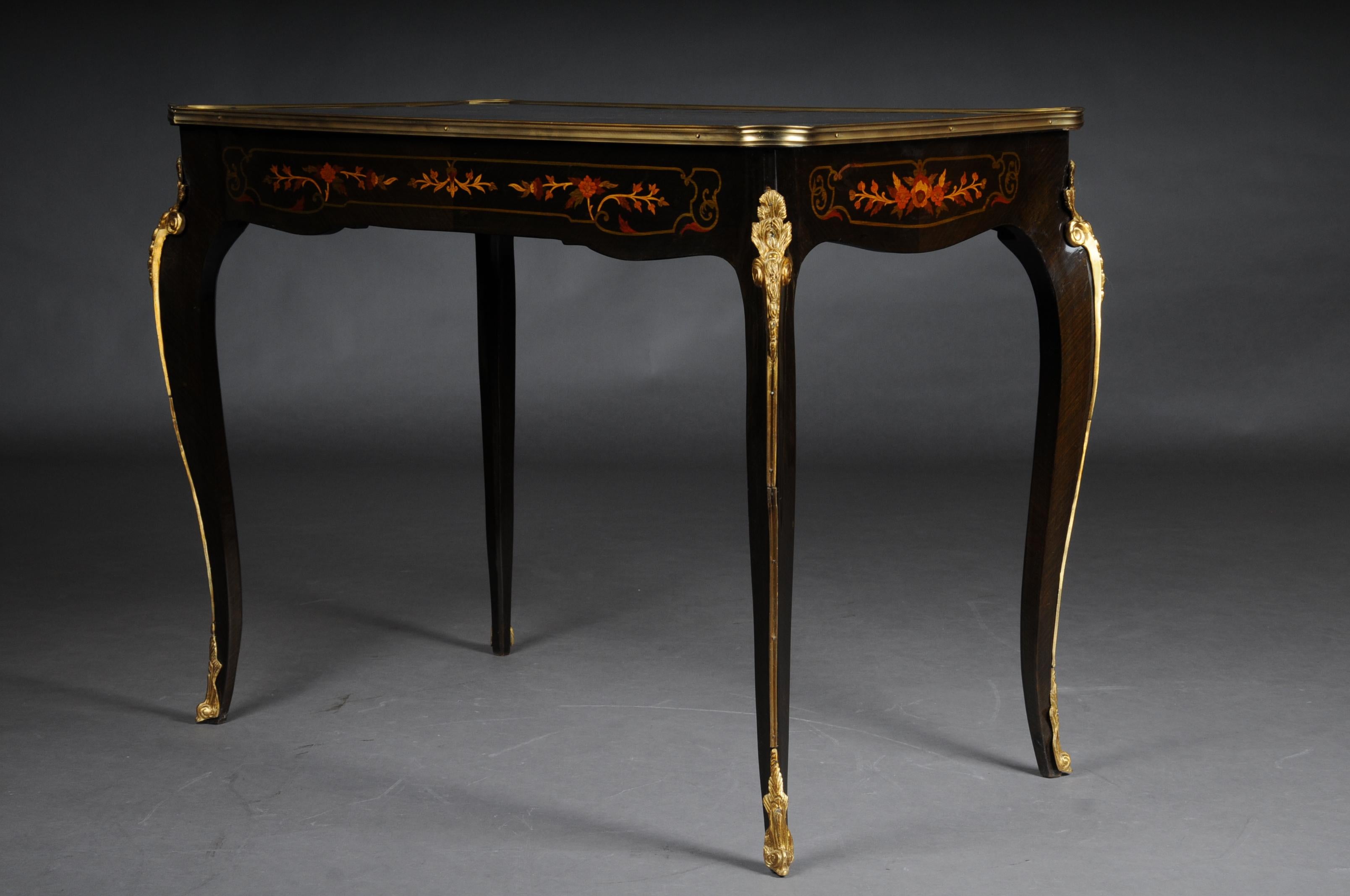 Inlay Noble Ladies Desk / Table in Louis Quinze Style, Black