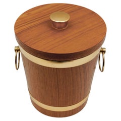 Noble Mid-Century Modern Teak and Brass Wine Cooler, 1960s Scandinavia