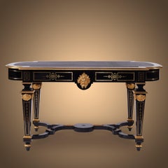 Noble Napoleon III French Ebony Antique Table Lacquer