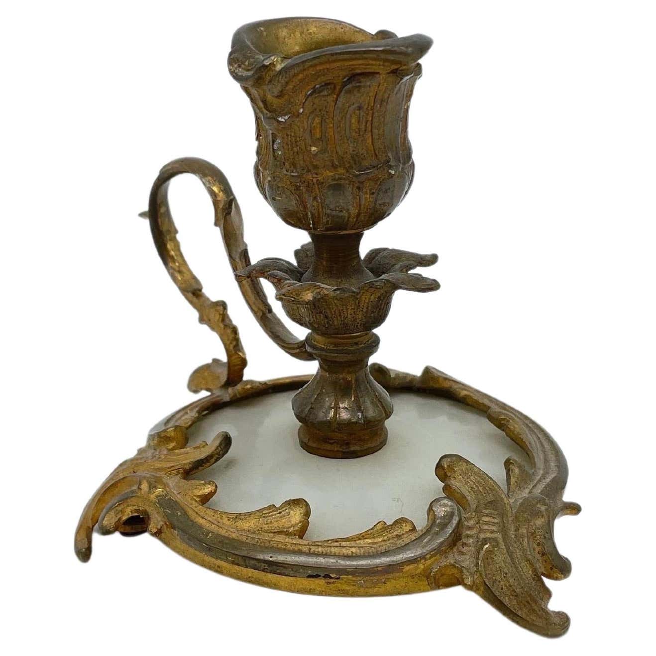 Noble Neo Rococo candlestick, gilded bronze, around 1900 For Sale at ...