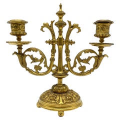 Antique Noble neoclassical candlestick, gilded bronze, around 1900