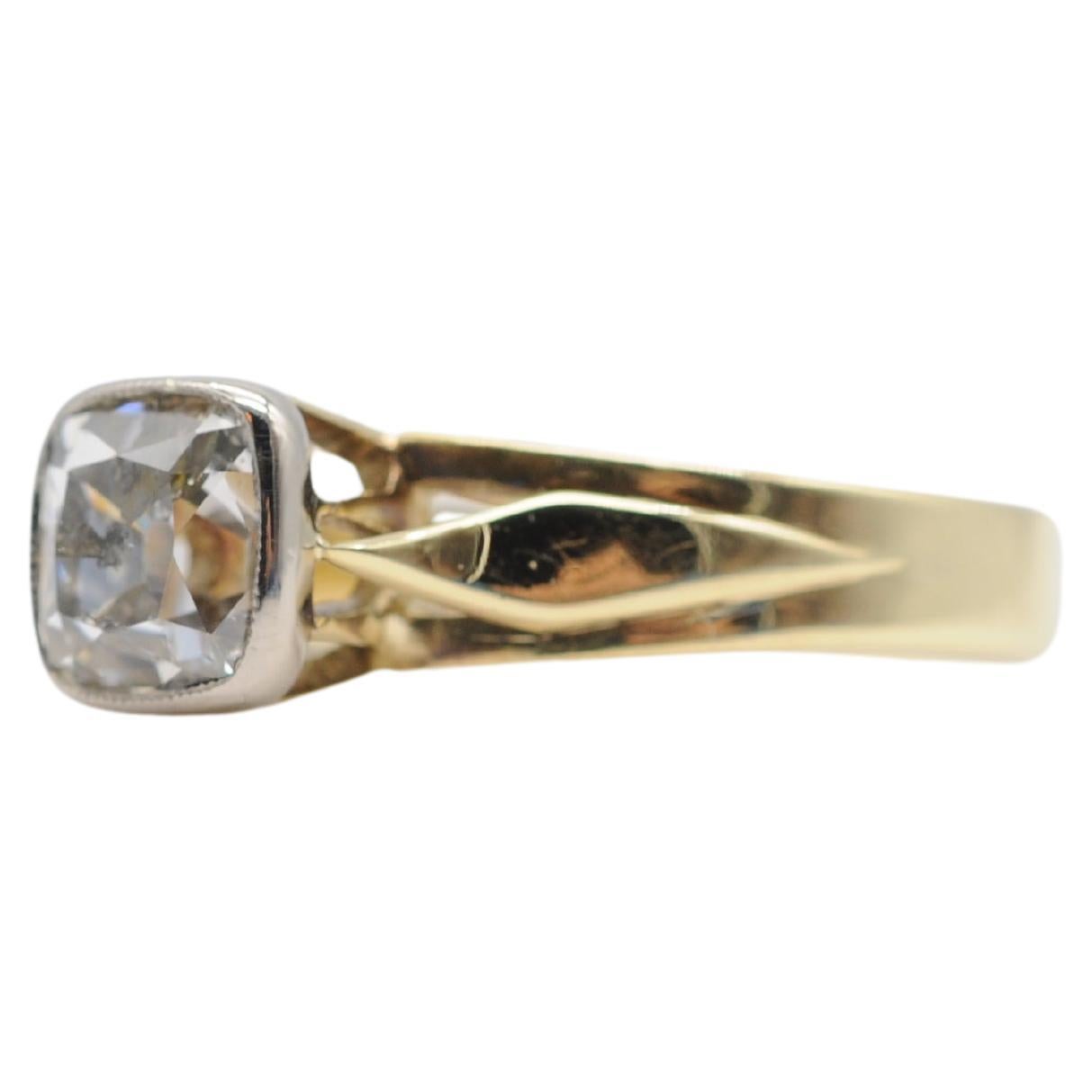 Old European Cut Noble old yellow gold ring with an old european cut diamond of German origin For Sale