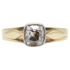 Antique Noble old yellow gold ring with an old european cut diamond of German origin