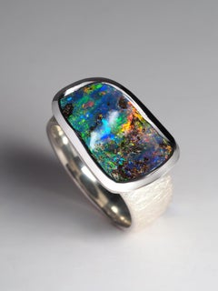 Noble opal ring Precious australian Boulder Opal genuine