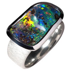 Noble opal ring Precious australian Boulder Opal genuine