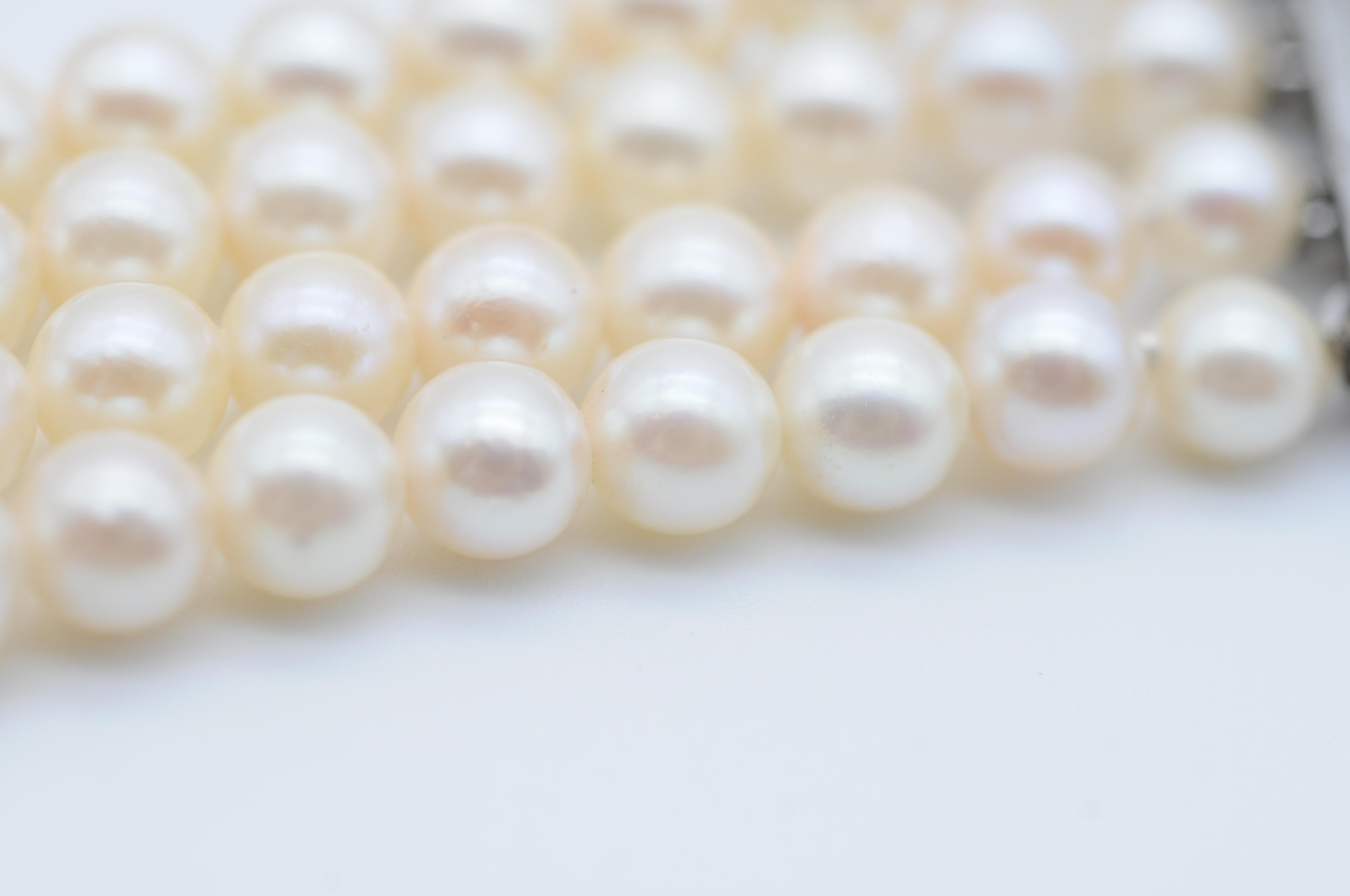 Bracelet de perles nobles, or blanc 14 carats et saphirs en vente 8